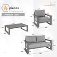thumbnail image 4 of HAPPATIO 4-Pc Aluminum Outdoor Conversation Set, Include Loveseat, Single Sofa x2, Coffee Table,, 4 of 10