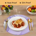 thumbnail image 4 of Purple Marble Round 15 Inch Placemats Set of 8, Modern Abstract Waves Silvery Farmhouse HeatResistant Non Slip Place Mats for Dining Table, Wipeable Braided Kitchen Table Mats for Housewarming, 4 of 9