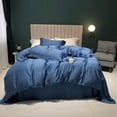 thumbnail image 1 of Juego de sábanas CHEPIHG funda nórdica de tencel de doble cara sedoso color puro cuatro piezas sábana de hielo ropa de cama verano seda color piel azul zafiro 200 x 230 cm, 1 of 4