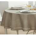 thumbnail image 5 of Newbridge Provence Lattice Cutwork Solid Color Textured Fabric Tablecloth, 60 x 84 Inch Oval, Taupe, 5 of 9