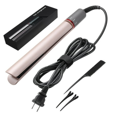 2in1 360° Knob Hair Straightener & Curl Curling 1.6'' NTC Flat Iron Wand Salon with Rotating 6 Adjustable Temperatures, 15s Fast