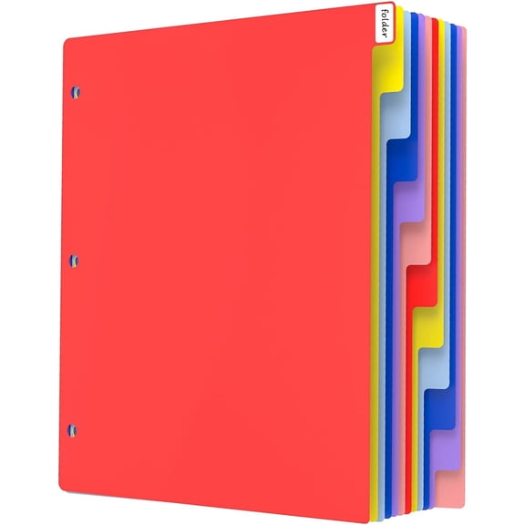 12 Tab Dividers for 3 Ring Binder, 12 Pcs Multicolor 3 Ring Binder Dividers with Tabs, Page Folder Dividers, Plastic Tabbed File Dividers with Tabs, Three Ring Binder Index Dividers, 1 Set