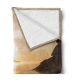 thumbnail image 2 of Beach Pathway Soft Flannel Fleece Blanket, Espanyol Beach in Ibiza at Sunrise Balearic Islands Spain Seascape, Cozy Plush for Indoor and Outdoor Use, 60" x 80", Brown Tan and Yellow, by Ambesonne, 2 of 5