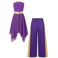 thumbnail image 4 of Aiihoo Robe de Danse Lyrique pour Filles Robe Asymétrique d'Église Lituricale avec Pantalon Palazzo Tunique de Culte Violet 14, 4 of 7