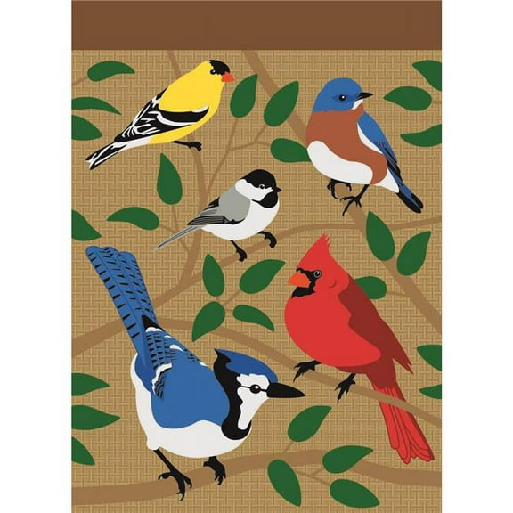 13 x 18 in. 5 Songbirds Burlap Garden Flag