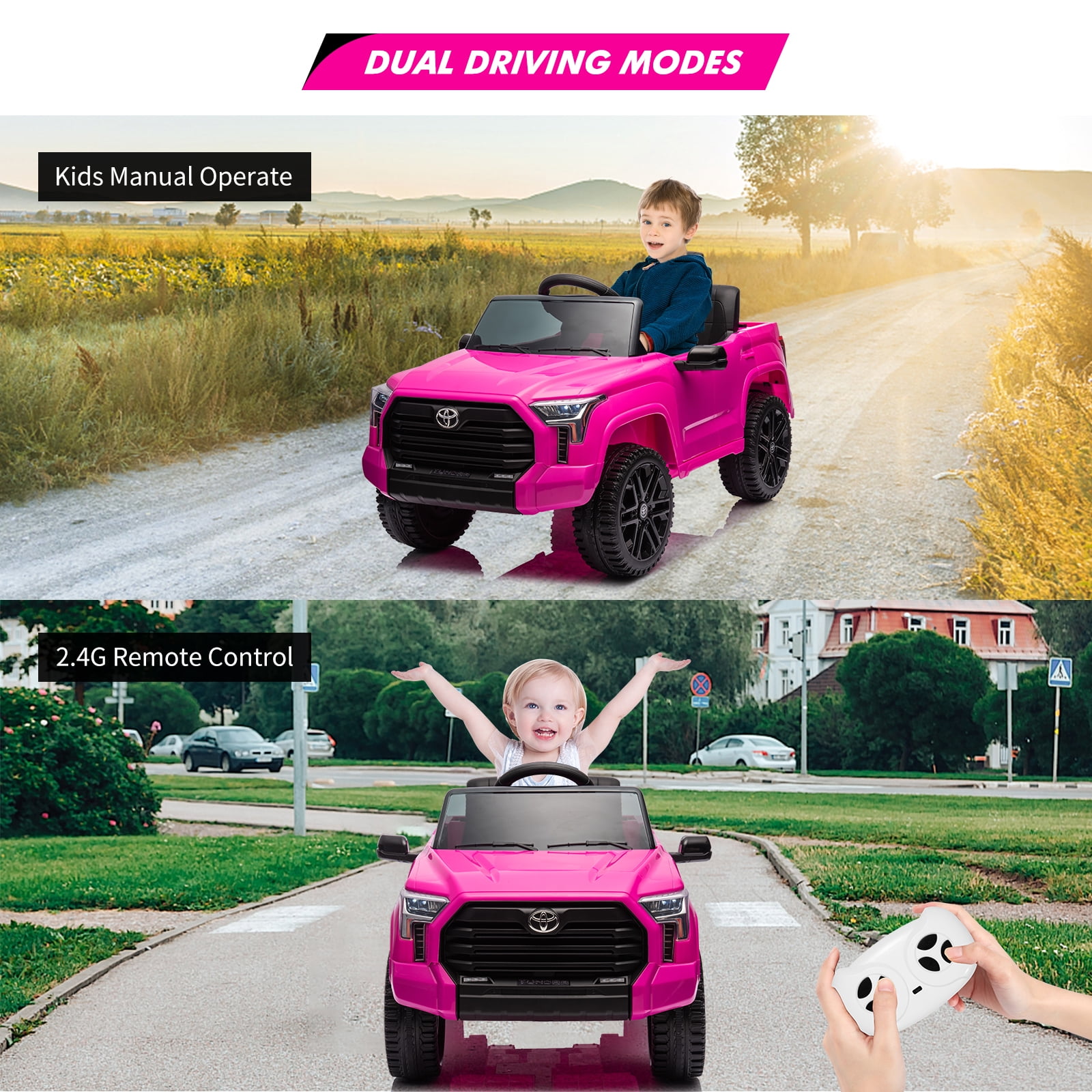 CazToi 12V Ride On Car  Licensed Toyota Tundra Remote Control Music Spring Suspension 3 Speeds LED Lights Gift for Ages 3+