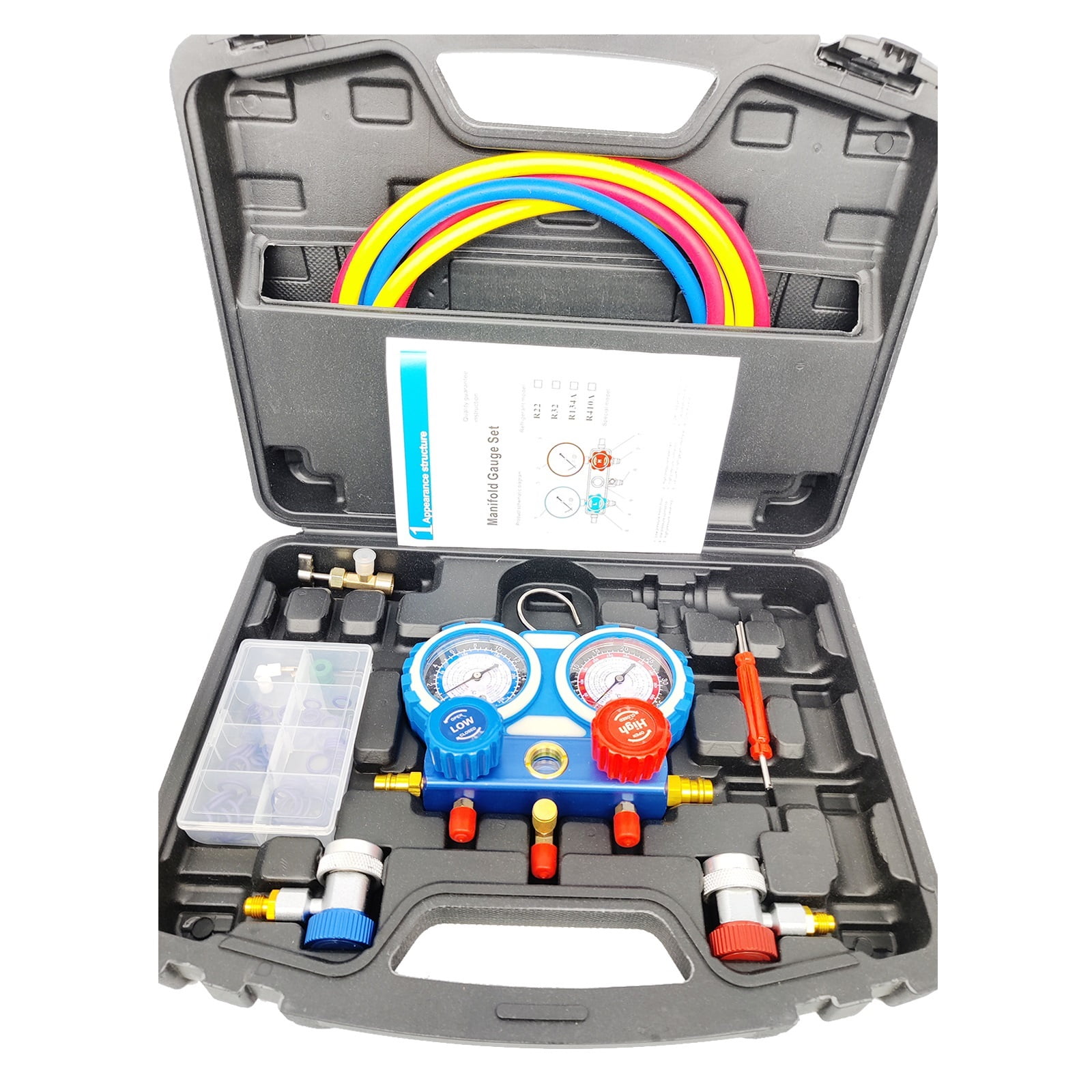 NEW R134 Car Diagnostic A/C Manifold Gauge Kit HVAC Air Conditioning Charging Set For R22 R404A R407C Refrigeration Kit 5ft Hose ,Easy to Use