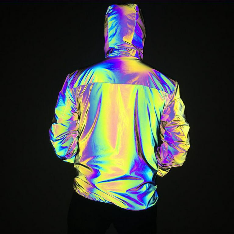 glow rainbow hop jackets black reflective jacket for men and women