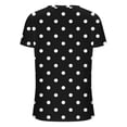 thumbnail image 4 of ZHOGXU Women's T Shirt Polka Dot Printed V Neck Short Sleeve Loose Fit Lightweight Comfortable Breathable Tee Top For Daily Wear ,Black,L, 4 of 5