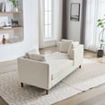 thumbnail image 6 of 77.95'' Chenille Chaise Lounge Indoor, Modern Double-Sided Upholstered Chaise Lounge Indoor with 4 Throw Pillows, Daybed with Rubberwood Legs For Living Room, Bedroom, Apartment, Beige, 6 of 8