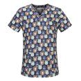 thumbnail image 2 of EGNMCR Hauts de Sarrau d'Infirmière pour Femmes Mode Décontractée Imprimé Uniforme de Travail Manches Courtes Col en V Blouse T-shirt de Travail avec Poches, Cadeaux pour Femmes, 2 of 3