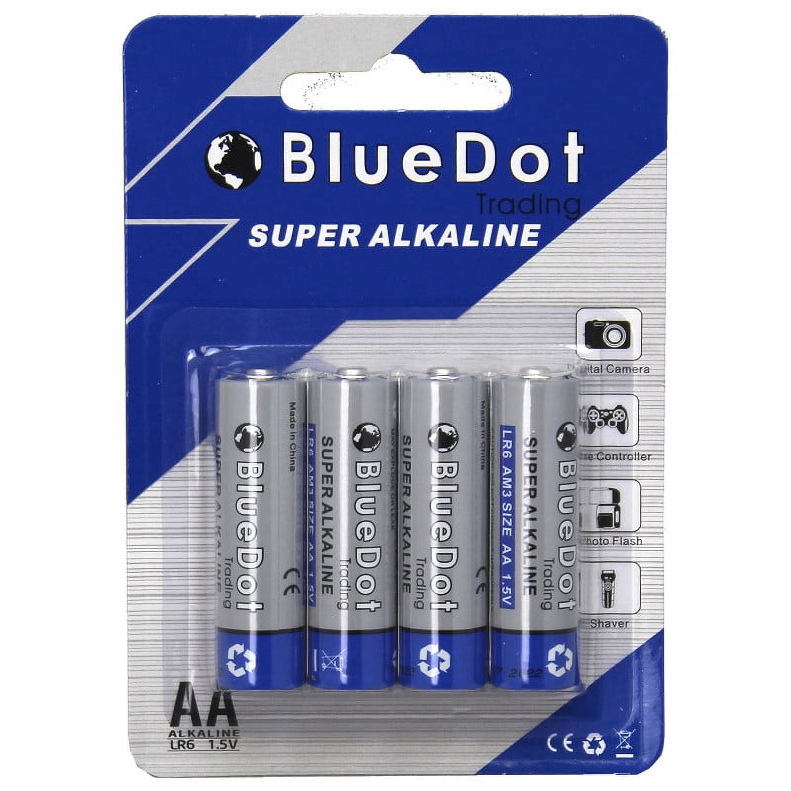 BlueDot Trading AA Super Alkaline Batteries, 4 Count, 4 Pack