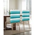 thumbnail image 5 of nqOlkjepod Aqua Teal White Striped Chair Covers Set of 4, Decorative Chair Back Cover, Farmhouse Stripes Dining Room Chair Slipcovers Removable Chair Protectors Covers for Party Banquet, 5 of 7