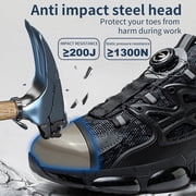 Men Steel-Toe Work Safety Boots Rotating Buckle Design Indestructible Work Shoes