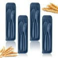 thumbnail image 1 of Travel Utensils with Case, Wheat Straw Camping Utensil Set, 4 Sets Wheat Straw Portable Plastic Fork Spoons Knife Camping Cutlery, Reusable Lunch Utensils Set for Work, 1 of 2