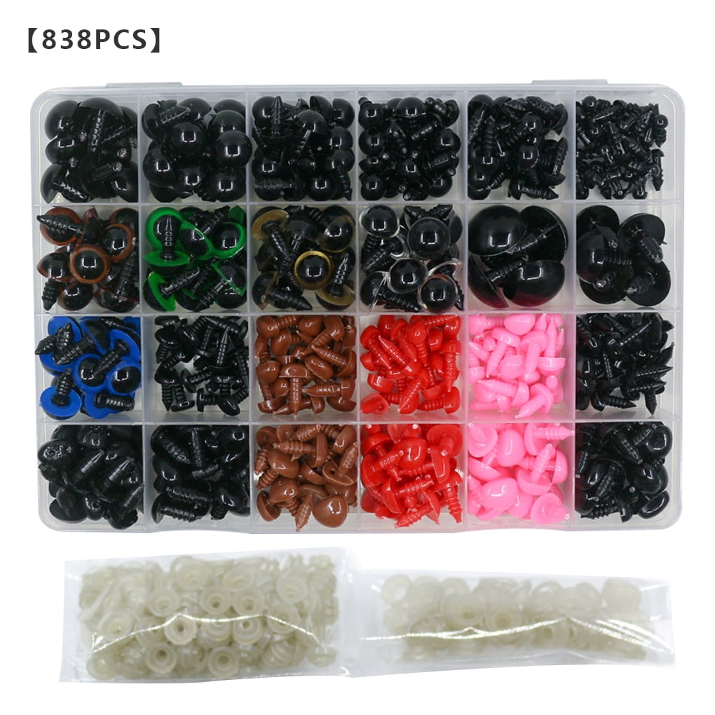 838Pcs Toy Plastic Eyes Noses Kit Handmade Plush Toy Eye Washer Doll