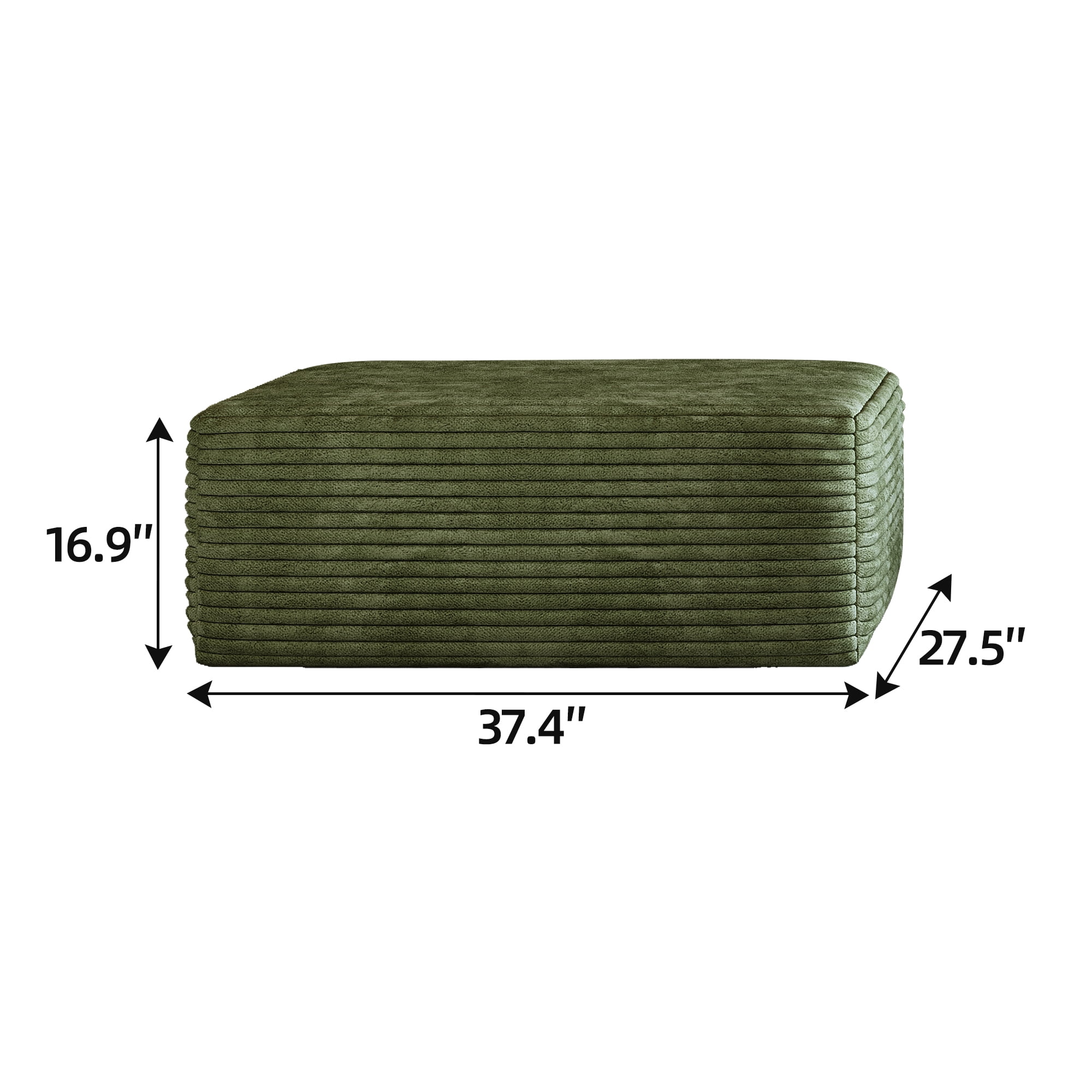 MAYEERTY Sofa Ottoman, No Assembly Required Plush Corduroy Fabric, Green