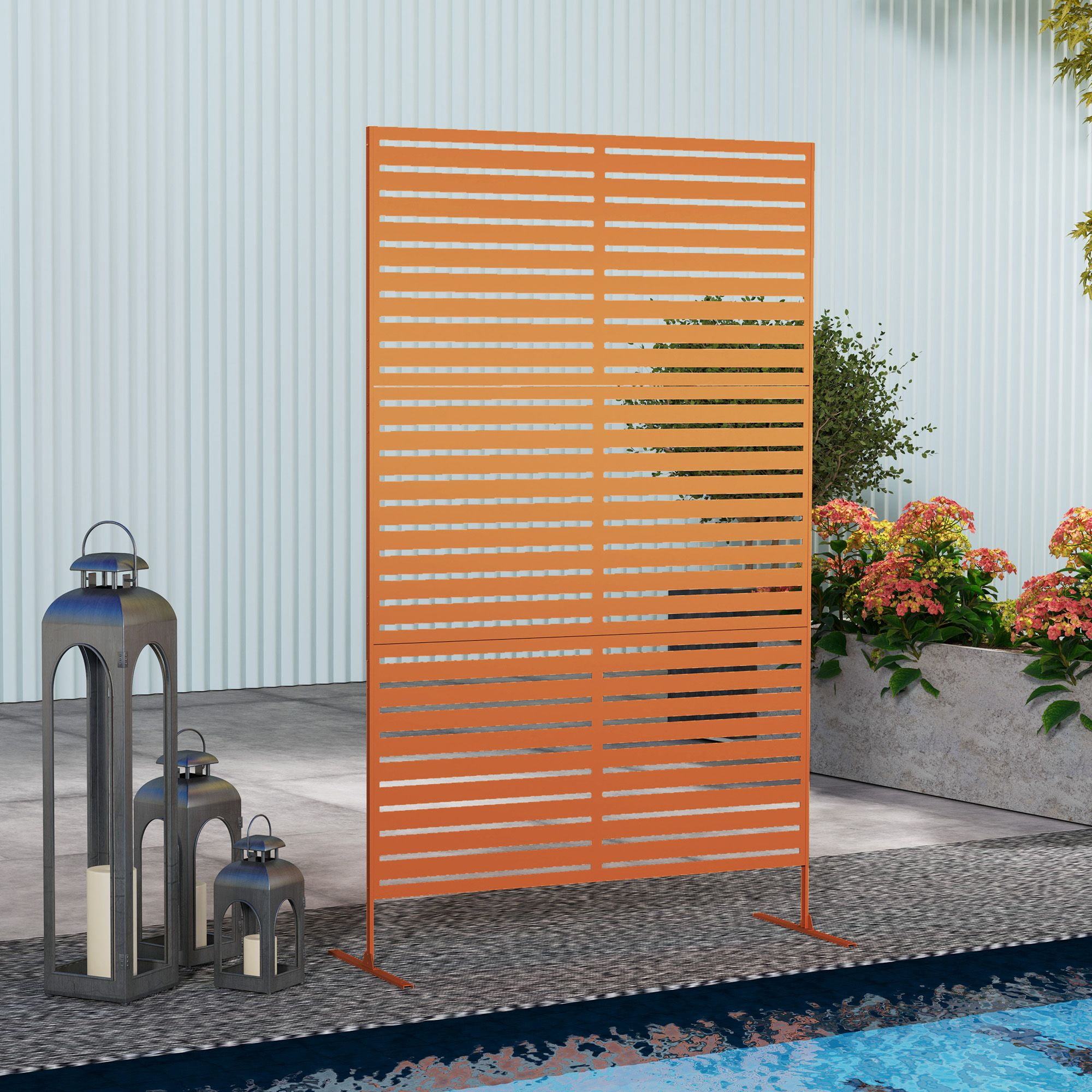 Alvantor 78" H x 48" W Decorative Brown Metal Privacy Screen Fence