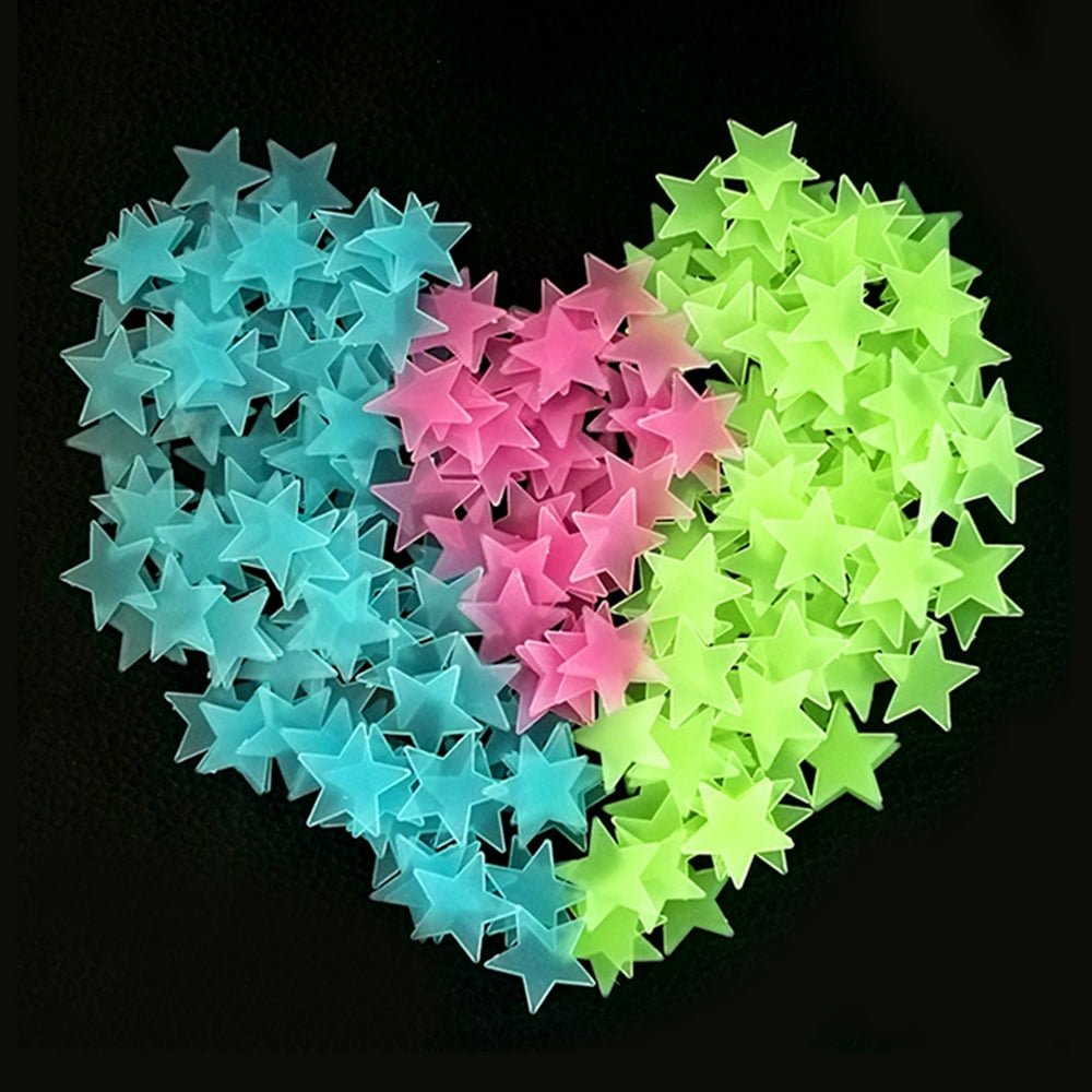EEEKit 200Pcs Glow  in the Dark  Star Shape 3D Wall Stickers  