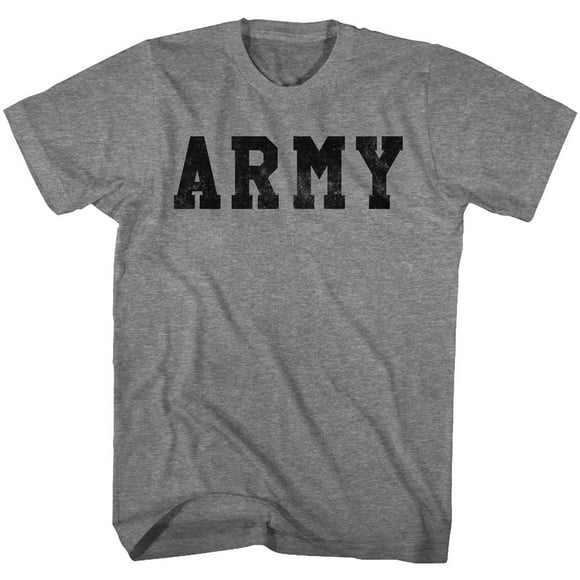 Army United States Military Army Distressed Logo Grey Heather Adult T-Shirt Tee