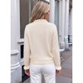 thumbnail image 6 of Women's Solid Ruffled V Neck Button Long Sleeve Knit Sweater Color S, 6 of 10