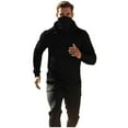 thumbnail image 4 of Men's Mask Thermal Hoodie Long Sleeve Solid Face Cover Warmer Pullover Top for Outdoor Black L, 4 of 9