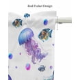 thumbnail image 5 of Summer Jellyfish Linen Curtain Valance for Bedroom/Bathroom/Kitchen/Office/Living/Dining Room Window,Colorful Coastal Beach Ocean Sea Fish Rod Pocket Topper Decorative Cafe Drapes Panel 60"x18", 5 of 6