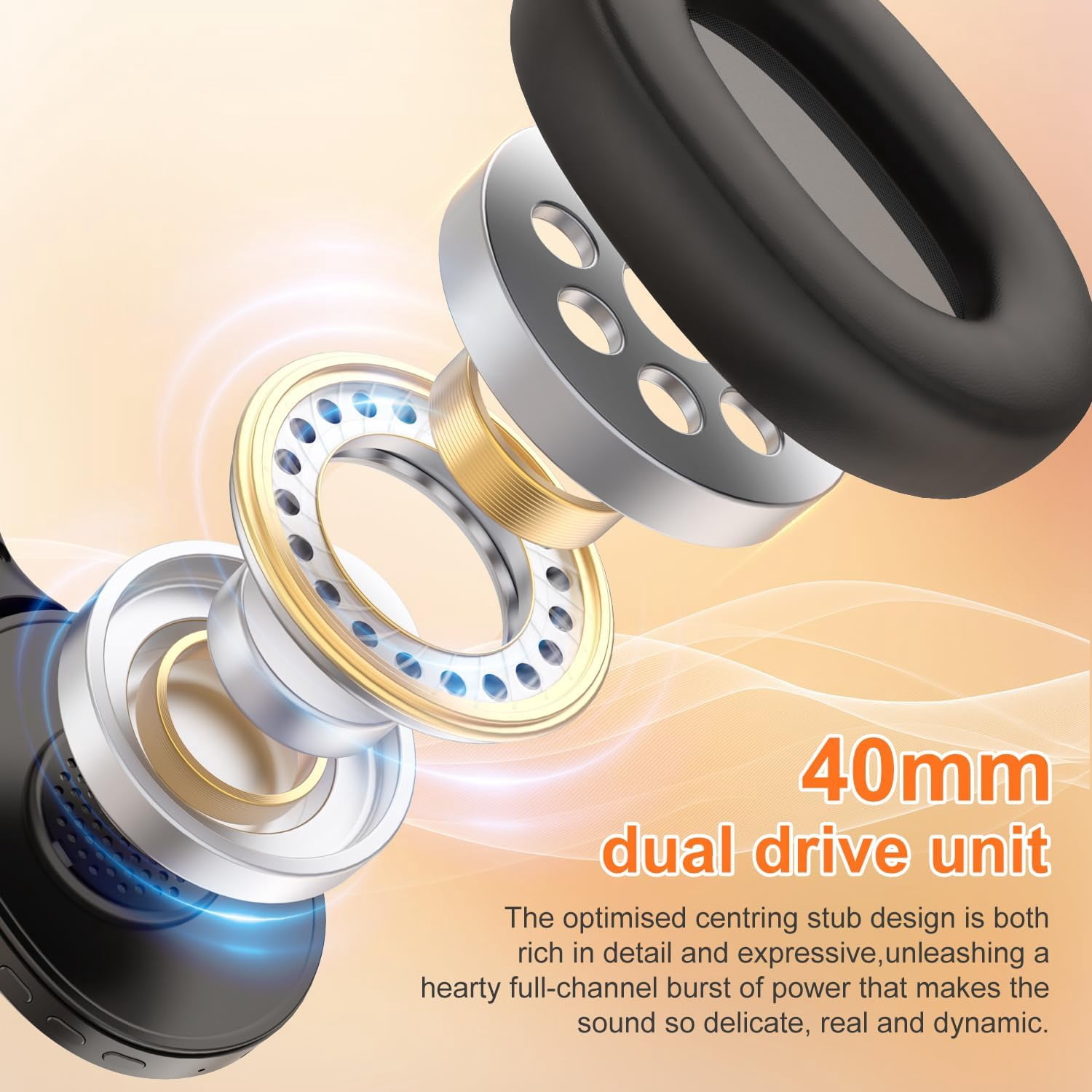 Wireless Bluetooth 5.2 FM Radio Headphones with Built-in Microphone, Ultra-Soft Ear Cushions, Stereo Noise Cancelling for Work/Travel/Sports