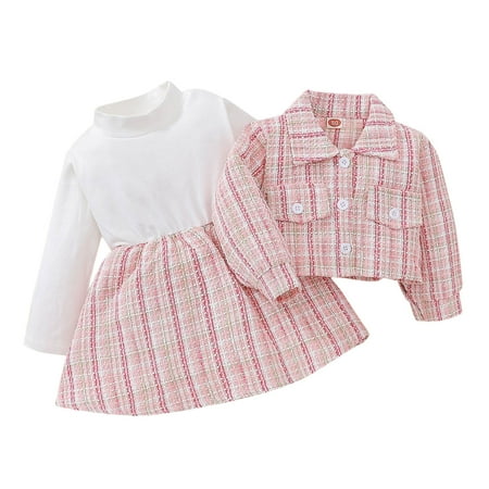 

Newborn Infant Baby Girls Boys Plaid Autumn Long Sleeve Coat Jacket Princess Dress Set Clothes 12-18 Months