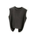 thumbnail image 2 of HVOBTTY Women's Summer Plus Size Basic Solid Color Round Neck Sleeveless Lightweight Versatile Daily Layering Soft Sport Tank Top Gray, XL, 2 of 4