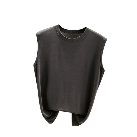 ZhiZhuang 2024 Women's Summer Plus Size Tank Top Women's Solid Color Round Neck Sleeveless Thin Oversized Base Shirt Casual Versatile Tops