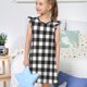 thumbnail image 4 of Fotbe Black White Plaid Vestido de Dormir para Niñas de 3 a 10 Años, Mangas Cortas, Estilo Princesa, Pijama Camisón con Mangas Voladas-Large, 4 of 6