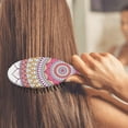 thumbnail image 4 of Ethnic Boho Style Hair Brush, Artistic Detangler Paddle Comb with Rustic Vintage Print, Gentle for All Hair Types, 4 of 8