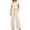 *Beige, variant on VBVC Women's Collared V-Neck 2 Piece Lounge Set, Casual Summer Tracksuit Outfit with Drawstring Wide Leg Pants and Pockets,Army Green,S-2XL