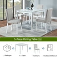 thumbnail image 4 of Elegant 5 Dining With Square Wooden Table And 4 Upholstered Seats, White, Crystal Details For Kitchen & Dining, Stable Structure 5 Piece Platform Chairs, Adornments Make, 4 of 7
