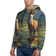 thumbnail image 3 of Kdxio Peaceful Deer Lily Pond Print Mens Casual Hooded Collar Drawstring Hoodies Pullover Sweatshirts Casual Long Sleeve Shirts-X-Large, 3 of 7