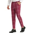thumbnail image 5 of Lars Amadeus Men's Dress Plaid Slim Fit Flat Front Prom Checked Trousers, 5 of 6