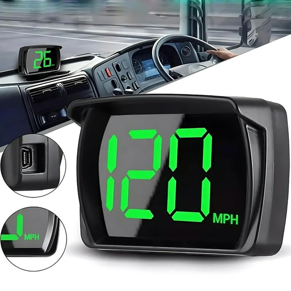 GPS Speedometer Digital Display – Plug & Play HUD with MPH/KMH Readout, Auto Brightness Sensor, Overspeed Alarm, Compatible with All Vehicles
