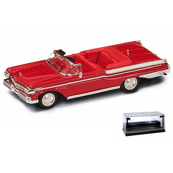 Diecast Car w/LED Display Case - 1957 Mercury Turnpike Cruiser Convertible, Red - Yatming 94253 - 1/43 Scale Diecast Model Toy Car