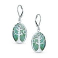thumbnail image 2 of Bling Jewelry Womens Large Oval Gemstone Lapis Lazuli Turquoise Dangle Earrings in Sterling Silver, 2 of 5