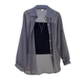 thumbnail image 2 of sunsanly Summer Chiffon Shirt Lapel Long Sleeve Single Breasted Shirt Coat Solid Color Thin Sun Protection Clothing Women Shirt Tops, 2 of 8