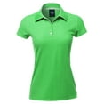 thumbnail image 2 of A2Y Women's Basic Casual 4-Button Junior-Fit PK Ring Spun Cotton Pique Polo Shirt Neon Green S, 2 of 6
