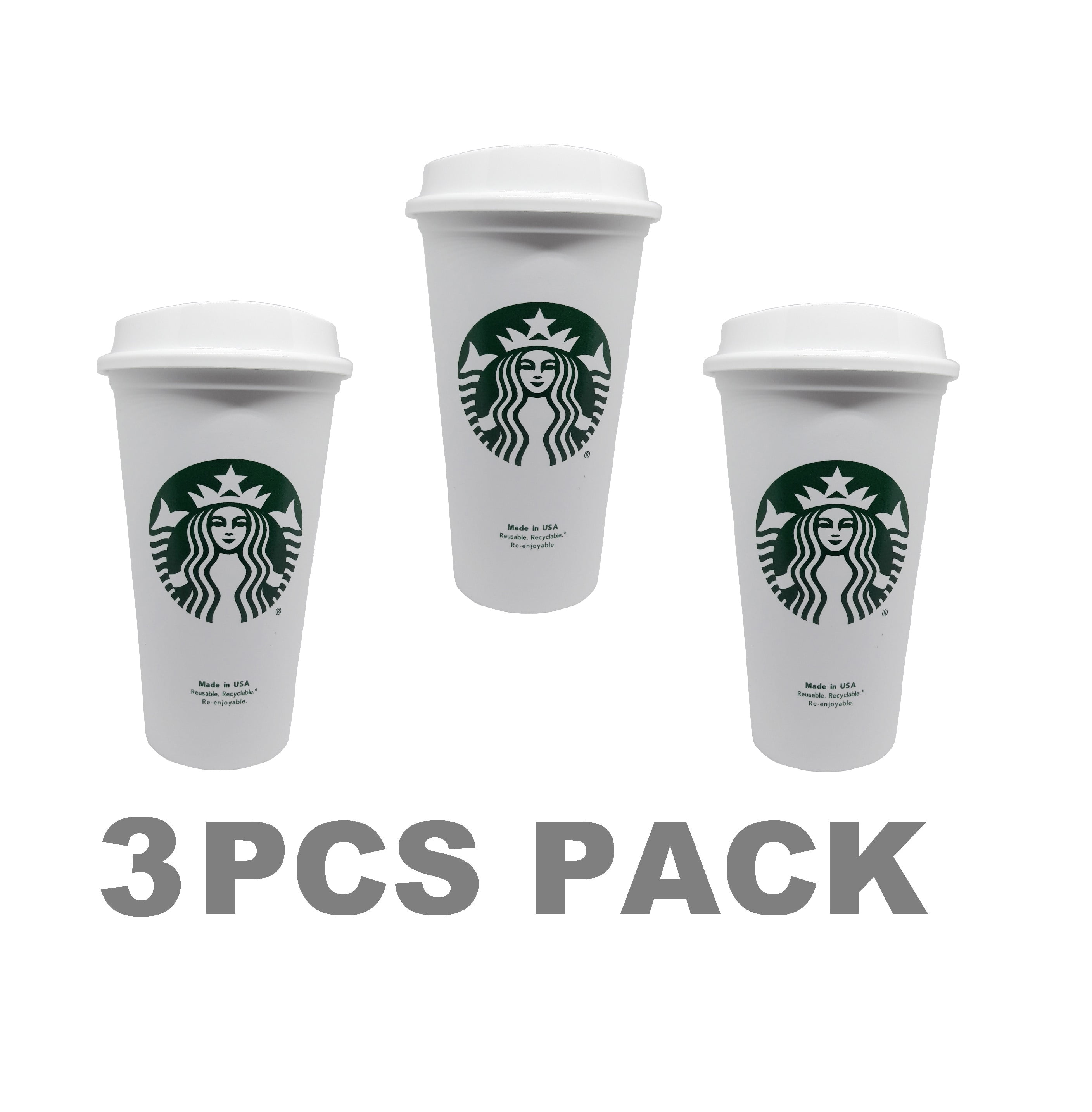 Starbucks Reusable Coffee Tea Cup Tumbler Lid Travel 16 oz Plastic Mug 2 Cup 