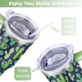 thumbnail image 5 of 40oz Green Vintage Cactus Theme Stainless Steel Flip Straw Tumbler Spill Proof Travel Cup Double Wall Vacuum Insulated Coffee Mug with Top Handle, 5 of 6