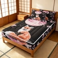 thumbnail image 3 of Erosebridal Gold Fox Moon Zipper Twin Comforter Sets with Fitted Sheet and 2 Pillowcases for Girls, Japanese Cherry Blossom Zipper Bedding Set, Black Reversible, 4-Piece, 3 of 7