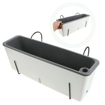 FRCOLOR 1 Set Rectangular Flower Planter Box Plastic Seedling Pots with Hanging Rack Holder for Garden Balcony Windowsill Growing Supplies