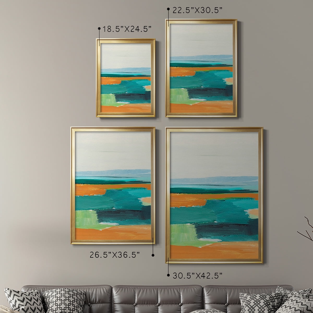 Aqua and Orange I Premium Framed Print, in Gold, Black, or Silver - Ready to Hang