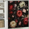 thumbnail image 6 of Fenyluxe Black Floral Shower Curtain Retro Flower Blossom White Red Rose Watercolor Peony Grey Leaf Boho Spring Plant Bathroom Decor Polyester Curtains Set with Hook 60x72, 6 of 7