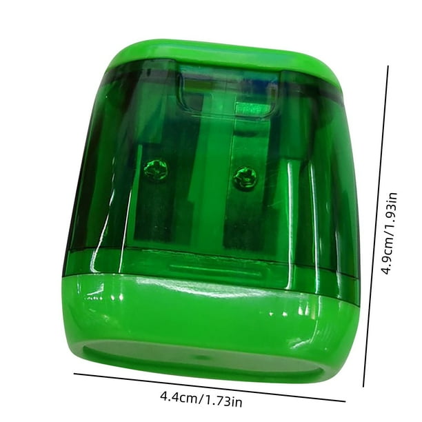 Suministros Escolares para Niños 2Pcs Afilador de Lápiz de Doble Agujero con Tapa, Oval Manual Afilador Hoja de Acero Al Carbono a Prueba de Fugas Recipiente Transparente para Oficina Escolar Portátil