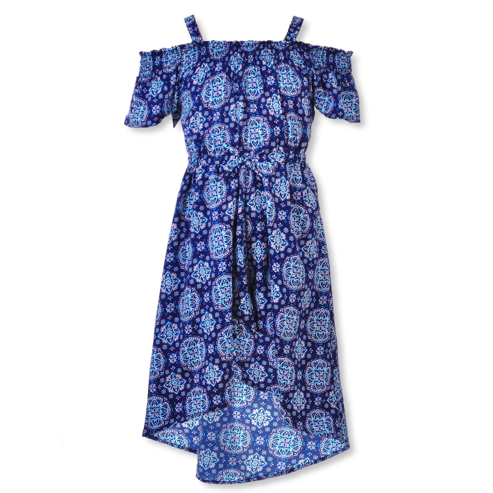 Star Ride Star Ride Girls' Cold Shoulder WalkThru Dress blue, 10